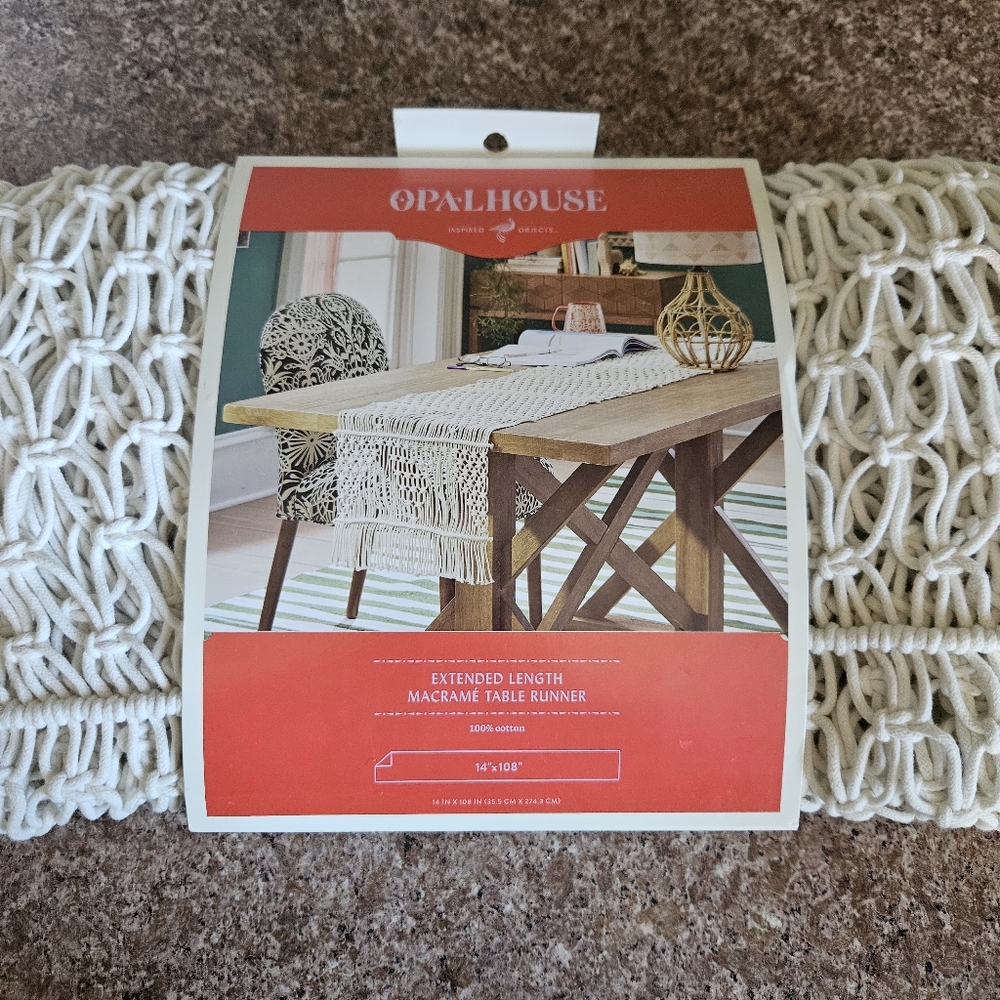 Opalhouse Cream Macrame Table Runner, NEW